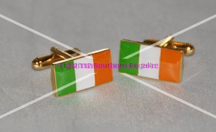 Ireland - Irish Tri-Colour Rectangular Flag Cufflinks - Click Image to Close